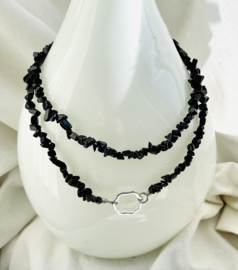 Brilketting 90 cm - Onyx 7 mm split