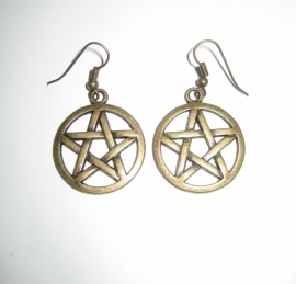Oorbellen Pentagram - kleur brons