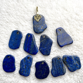 Lapis Lazuli hanger met hartje - goud op zilver/edelsteen
