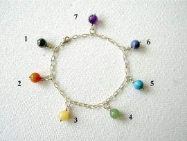 Chakra-armband, Echt zilver, echte edelstenen