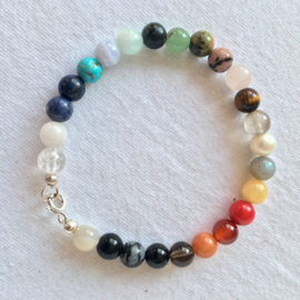 Chakra Armband 'Krachtig-Anti-Virus' 22cm, echt zilver, echte edelstenen