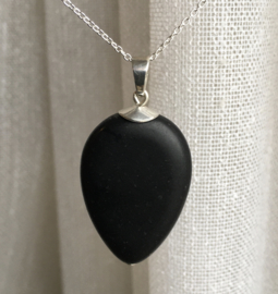 Shungiet hanger, echt zilver -Shungite