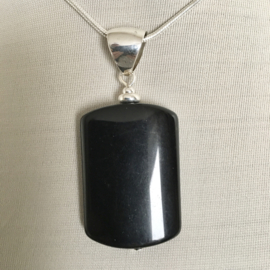 Obsidiaan hanger, echt zilver - Zwarte Obsidiaan