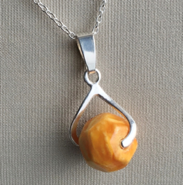 Amber (Barnsteen) hanger, Echt zilver - Amber