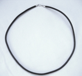 Veter - rubber, 3,5 mm dik, 50 cm lang - zilveren sluiting