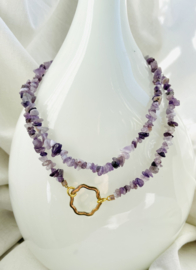 Brilketting 90 cm - Amethist 7 mm split