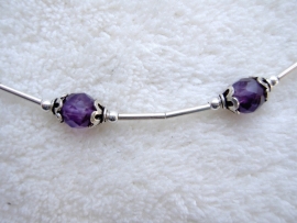 Sterling zilveren collier met Amethyst, facet AAA kwaliteit