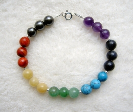 Chakra-armband, Echt zilver, echte edelstenen