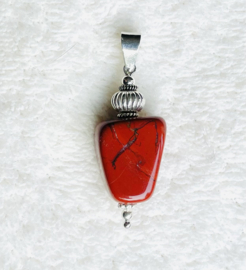 Jaspis hanger, rood - Echt zilver, echte edelsteen