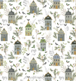 Acufactum Cotton Fabric Houses and Winter Green 3523-959