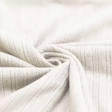 Pointelle Cotton Jersey Fabric Ajour Stripes "Ecru" Oko-Tex New!