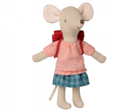 Maileg Tricycle mouse, Big sister with bag - Red 17-3206-00