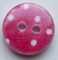 Button Red White Dotted (large) 15 mm