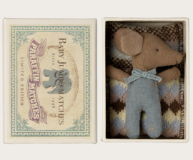 Maileg Sleepy wakey baby mouse in matchbox - Blue 17-4001-00 Nieuw!