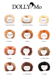 DollyMo Mohair Bouclé (groot gelust) Mix pack van 12 bolletjes van 50 gram