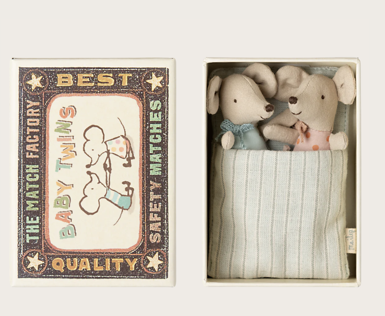 Maileg Twins, Baby mice in matchbox 17-5000-00 Neu!