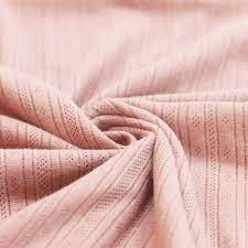 Pointelle Cotton Jersey Fabric Ajour Stripes "Nude Pink" New!