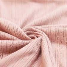 Pointelle Katoen Jersey Stof Ajour Strepen "Nude Pink" Oko-Tex Neu!