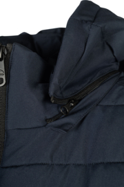 Bodywarmer blauw met verwarming, met afneembare capuchon (met powerbank)