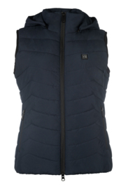 Bodywarmer blauw met verwarming, met afneembare capuchon (met powerbank)
