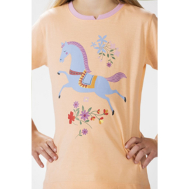 tshirt flower pony kleur abrikoos vanaf maat 98 t/m 140