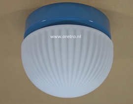 Plafondlamp Halve bol + blauwe houder