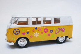 Modelauto VW bus T1 geel Hippie  1:34