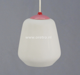 Hanglamp glas wit met roze