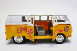 Modelauto VW bus T1 geel Hippie  1:34