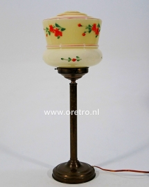 Tafellamp art deco glas met bloemen