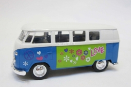 Modelauto VW bus T1 blauw Hippie  1:34