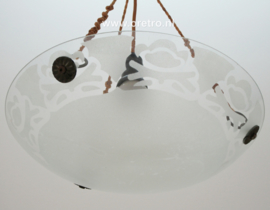 Hanglamp glasschaal mat aan 3 touwen