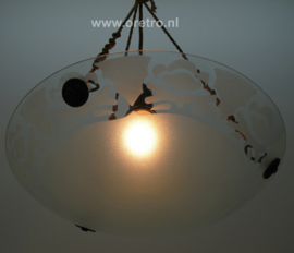 Hanglamp glasschaal mat aan 3 touwen