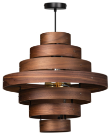 Hanglamp Walnut 7 rings hout