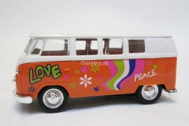 Modelauto VW bus T1 oranje Hippie  1:34