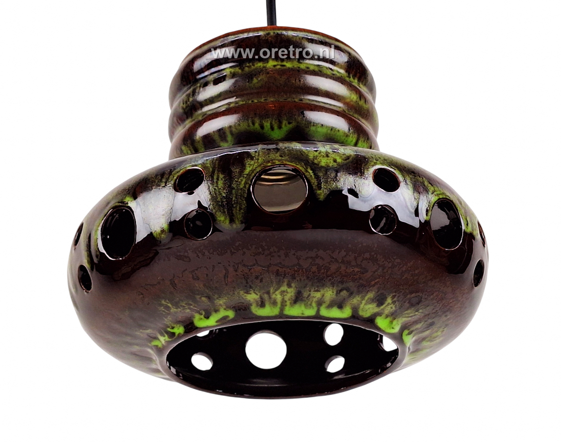 Hanglamp keramiek bruin met groen