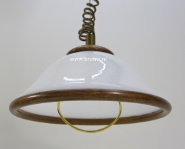 Hanglamp glas en hout trekpendel