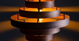 Hanglamp Walnut 5 rings hout