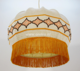 Hanglamp stoffen kap beige met oranje