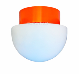Plafondlamp schroefglas Halve Bol + oranje