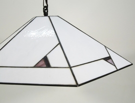 Hanglamp Tiffany wit 6 kant