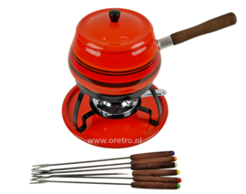 Fondue set emaille oranje