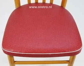 Keukenstoel hout met rood skai