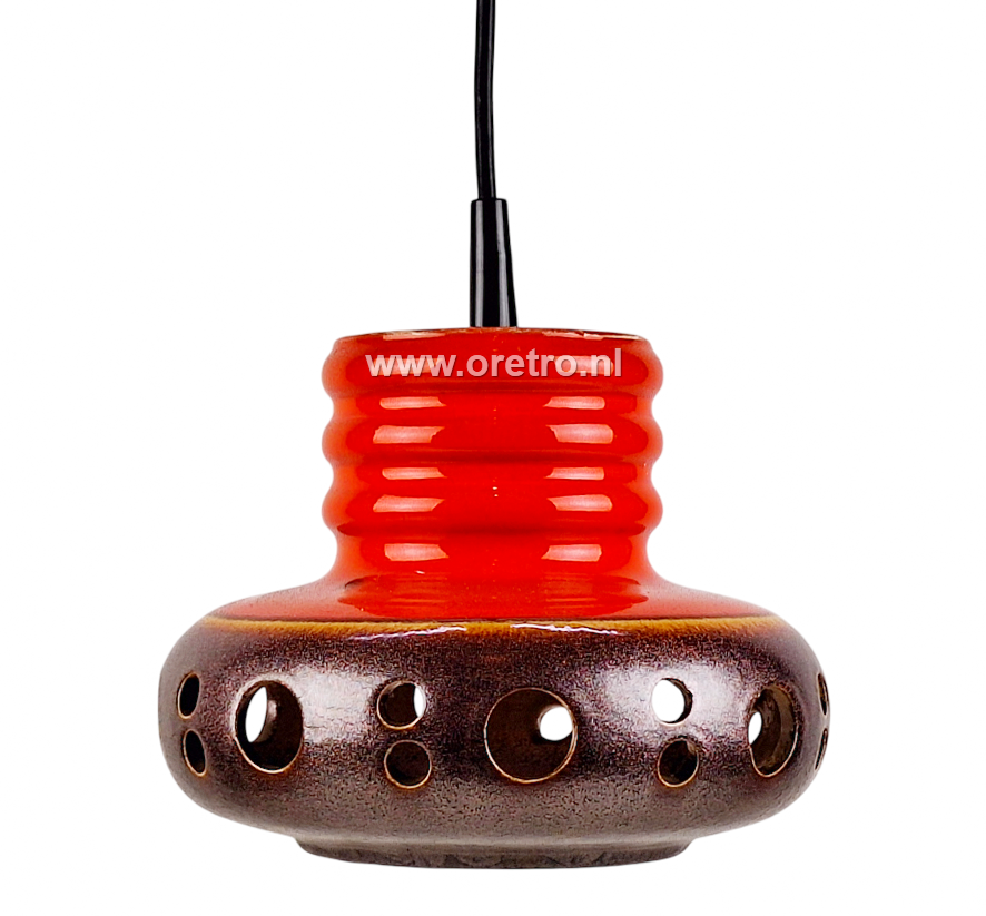 Hanglamp keramiek bruin met oranje