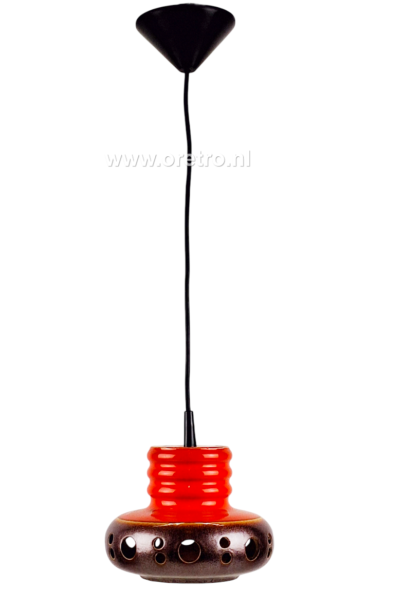 Hanglamp keramiek bruin met oranje