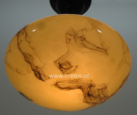 Plafondlamp glas marmer + bakeliet