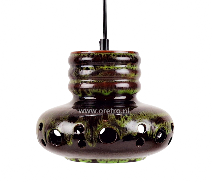 Hanglamp keramiek bruin met groen