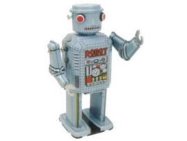 Robot blauw met rode ogen