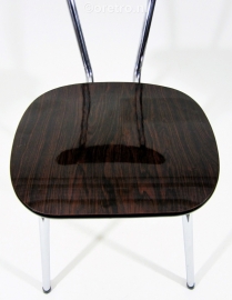 Stoel formica houtdessin bruin
