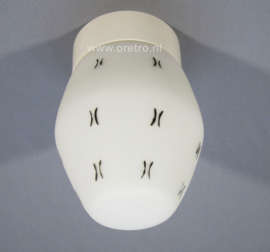 Plafondlamp schroefbol wit met zwarte streepjes